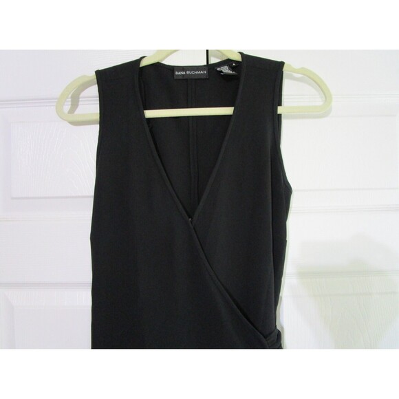 Dana Buchman Womens Wrap Dress Size 4 Black Sleeveless Tie Back - Picture 2 of 12
